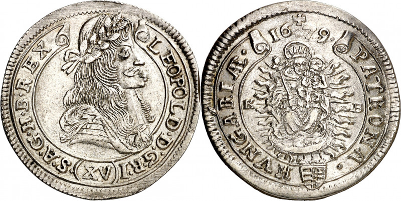 Hungría. 1679. Leopoldo I. KB (Kremmitz). 15 krajczar. (Kr. 175). Escasa así. AG...