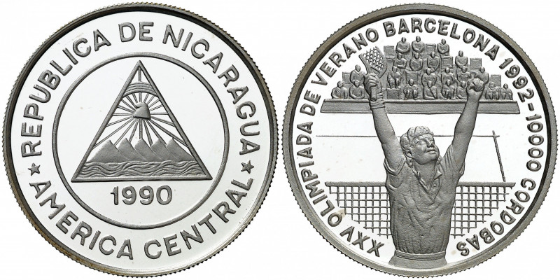 Nicaragua. 1990. 10000 córdobas. (Kr. 74). Juegos Olímpicos - Barcelona '92. Ten...