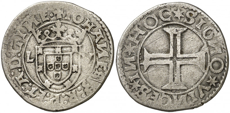 Portugal. s/d. Juan III (1521-1557). Lisboa. 1 tostao / 100 reis. (Gomes 93.01)....