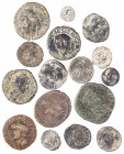 Lote formado por 15 bronces romanos de diversos módulos y un as ibérico de Irippo. 16 monedas en total. RC/MBC.