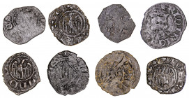 Sicília. Lote de 8 diners catalanes variados. A examinar. BC/MBC.