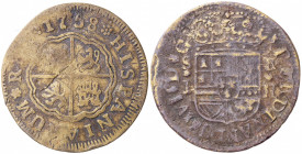 Lote de 2 monedas de 2 reales, falsas de época en latón: Fernando VI, 1718 (sic) Sevilla y 1758 Madrid. A examinar. BC/BC+.