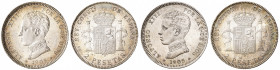 1905*1905. Alfonso XIII. SMV. 2 pesetas. (AC. 88). Lote de 4 monedas. Bellas. Brillo original. A examinar. S/C-/S/C.