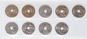 1949*51 a *54, *56, *62 y 1963*63 a *65. Franco. 50 céntimos. (AC. 22 a 30). Lote de 9 monedas. A examinar. EBC/S/C.