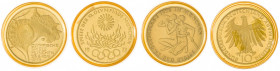 Alemania. 1972. 10 marcos. Juegos Olímpicos-Múnich '72. Lote de 4 monedas. A examinar. AG. Proof.