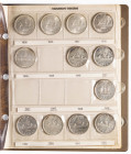 Canadá. 1935 a 1984. Álbum conteniendo 53 piezas de 1 dólar (50 AG +3 níquel). Imprescindible examinar. AG. S/C-/Proof.