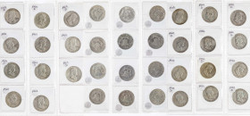 Estados Unidos. 1948 a 1963. Lote de 35 piezas de 1/2 dólar (Franklin) distintas. A examinar. AG. MBC-/EBC.