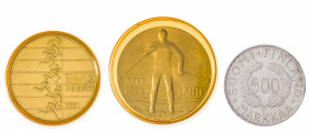 Finlandia. 1952 a 1978. 10, 25 y 500 marcos. Lote de 3 monedas, dos de la Olimpiadas. A examinar. AG. EBC+/S/C.