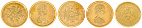 Isla de Man. 1980. Isabel II. 1 corona. Lote de 5 monedas, cuatro de temática Olímpica y la otra con certificado. A examinar. CU-NI. S/C.