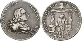 1759. Carlos III. Cádiz. Proclamación. Módulo 4 reales. (Ha. 9) (V. 672 var) (V.Q. 12997). Fundida. 10,49 g. MBC-.