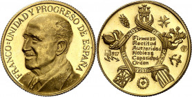 Medalla dedicada a Franco. Oro. 3,37 g. Ø20 mm. (Proof).