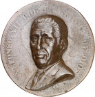 Busto de Lluís Companys en troquelaje, con un relieve extraordinario. Realizado sobre 5 céntimos de 1878. Rara. 4,56 g. MBC+.