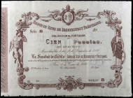 1901. Banco de Reus de Descuentos y Préstamos. 100 pesetas. (Ruiz y Alentorn 918). 1 de enero. Serie B. Sin firmas, sin numerar y con matriz lateral i...