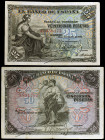 1906. 25 y 50 pesetas. (Ed. B98a y B99) (Ed. 314a y 315). 24 de septiembre. 2 billetes, el de 25 pesetas, serie A y el de 50 pesetas, sin serie. MBC-.