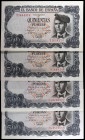 1971. 500 pesetas. (Ed. D74a) (Ed. 473a). 23 de julio, Verdaguer. 4 billetes, series T (dos), 1A y 1G. Esquinas algo rozadas. EBC/S/C-.