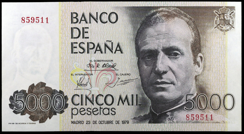 1979. 5000 pesetas. (Ed. E4) (Ed. 478). 23 de octubre, Juan Carlos I. Sin serie....
