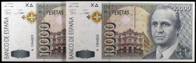 1992. 10000 pesetas. (Ed. E11a) (Ed. 485a). 12 de octubre, Juan Carlos I. Pareja correlativa, serie A. S/C.