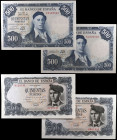 1954 y 1971. 500 pesetas. 4 billetes, dos parejas correlativas: Zuloaga, serie N y Verdaguer, sin serie. EBC-/EBC+.