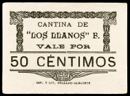 Albacete. Cantina de "Los Llanos"-F. 50 céntimos. (KG. falta) (RGH. falta). Muy raro. MBC.
