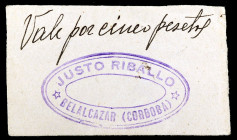 Belalcázar (Córdoba). Justo Riballo. 5 pesetas. (KG. falta) (RGH. 946). EBC.