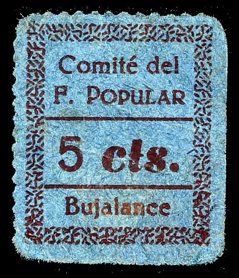 Bujalance (Córdoba). Comité del Frente Popular. 5 céntimos. (KG. 194) (RGH. 1297...