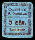 Bujalance (Córdoba). Comité del Frente Popular. 5 céntimos. (KG. 194) (RGH. 1297b). Cartón. Raro. MBC.