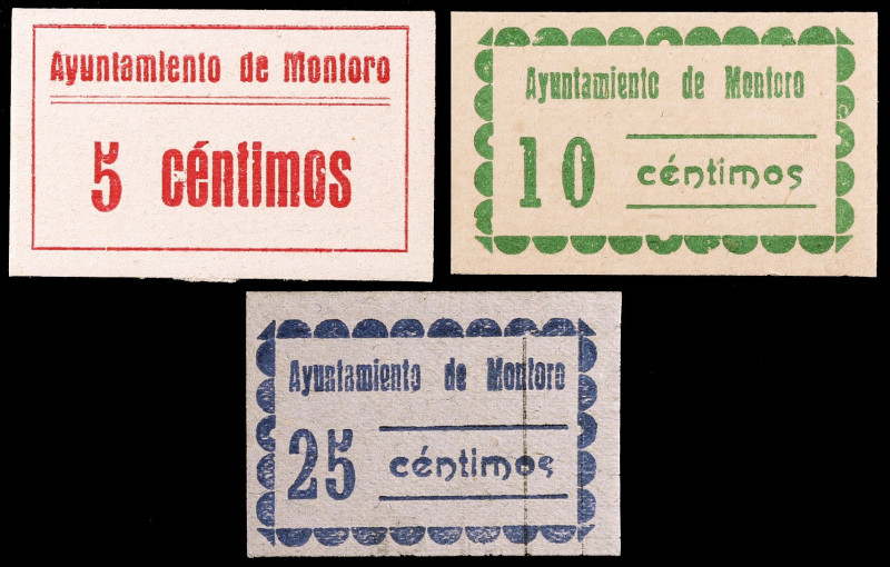 Montoro (Córdoba). 5, 10 y 25 céntimos. (KG. 509) (RGH. 3669 a 3671). 3 cartones...