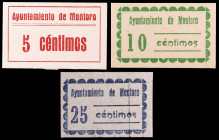 Montoro (Córdoba). 5, 10 y 25 céntimos. (KG. 509) (RGH. 3669 a 3671). 3 cartones. Raros y más así. EBC/EBC+.