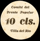 Villa del Río (Córdoba). Comité del Frente Popular. 10 céntimos. (KG. 787, falta valor) (RGH. 5490). Cartón redondo. Raro. MBC+.