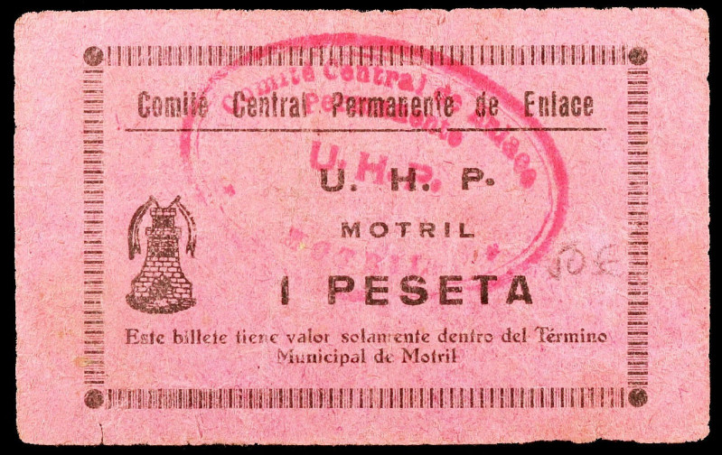 Motril (Granada). Comité Central Permanente de Enlace U.H.P. 1 peseta. (KG. 518)...