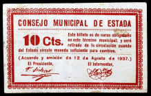 Estada (Huesca). 10 céntimos. (KG. 336) (T. 163) (RGH. 2349). Escaso. MBC-.
