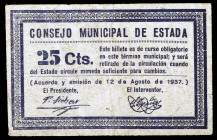 Estada (Huesca). 25 céntimos. (KG. 336) (T. 162) (RGH. 2350). Escaso. MBC.