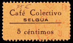 Selgua (Huesca). Café Colectivo. 5 céntimos. (KG. falta) (RGH. 4812). Raro. MBC.