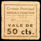 Torralba de Aragón (Huesca). 50 céntimos. (KG. 732) (RGH. 5054). Cartón. Raro. BC.