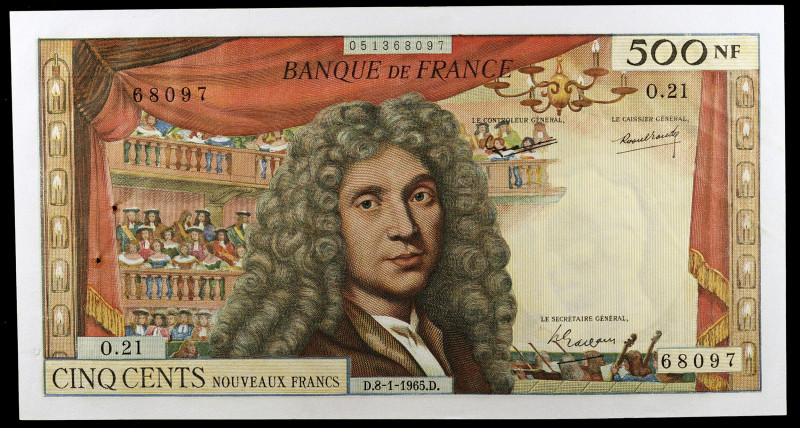 Francia. 1965. Banco de Francia. 500 nuevos francos. (Pick 145a). 8 de enero, Je...