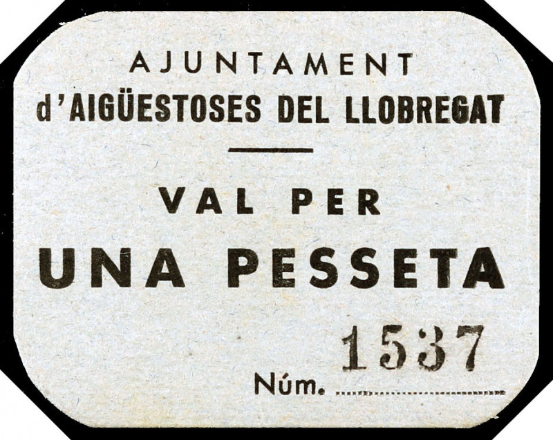 Aigüestoses del Llobregat. 1 peseta. (T. 48). Cartón. No figuraba en la Colecció...