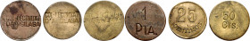 L'Argilaga. Col·lectivitat. 25, 50 céntimos y 1 peseta. (T. 262 a 264). 3 monedas. Todas las de la localidad. Muy raras. MBC-/MBC.