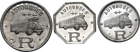 Barcelona. Autobuses Roca. 10, 15 y 20 céntimos. (AL. 1184 a 1186). 3 monedas, serie completa. EBC+.