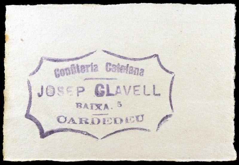 Cardedeu. Confitería Catalana Josep Clavell. 5 céntimos. (AL. falta) (RGH. falta...