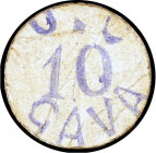 Gavà. Unió de Cooperadors. 10 céntimos. (AL. falta) (RGH. falta). Cartón redondo. Muy raro. MBC-.