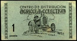 L'Hospitalet de Llobregat. Centro de Distribución Agrícola Colectiva CNT-AIT. 1 peseta. (AL. 812) (RGH. 8215). Escaso. EBC-.