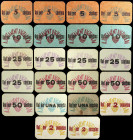 Igualada. 5 (cuatro), 10 (cuatro), 25 (cinco), 50 céntimos (cuatro), 1 (dos) y 2 pesetas (tres). (T. 1448 a 1452 y 1454 a 1456). 22 cartones con varia...
