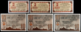 Igualada. Cooperativa Unió de Cooperadors. 2 (tres) y 10 pesetas (tres). (AL. 3250 a 3252, 3254 y 3254 var) (RGH. 8256, 8256a, 8256b, 8257 y 8257 var)...