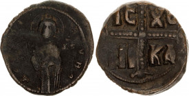 Byzantium Follis 1055 -1056, AD. Theodora
Copper 8.39 g., 27 mm.; Theodora Porphyrogenita Follis