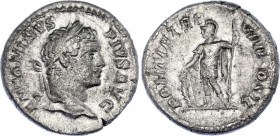 Roman Empire Caracalla AR Denarius 206 AD
RIC 83; Silver 3.03 g.; Caracalla (198-217 AD); Obv: ANTONINVS PIVS AVG. Laureate head right / Rev: PONTIF ...