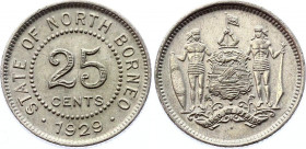 British North Borneo 25 Cents 1929 H RARE ONE YEAR TYPE
KM# 6; Silver; AUNC/UNC