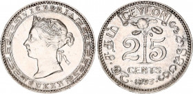 Ceylon 25 Cents 1893
KM# 95; Silver; Victoria; UNC