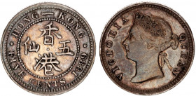 Hong Kong 5 Cents 1889
KM# 5; Silver; Victoria; XF+