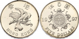 Hong Kong 5 Dollars 1997
KM# 77; Copper-nickel., Proof; Hong Kong's Handover to China