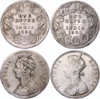British India 2 x 1 Rupee 1888 - 1900
KM# 492; Silver; Victoria